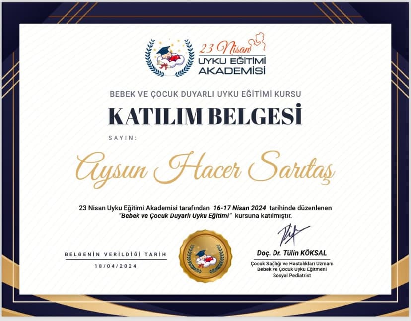 Bebek ve Çocuk Duyarlı Uyku Eğitimi Sertifikası