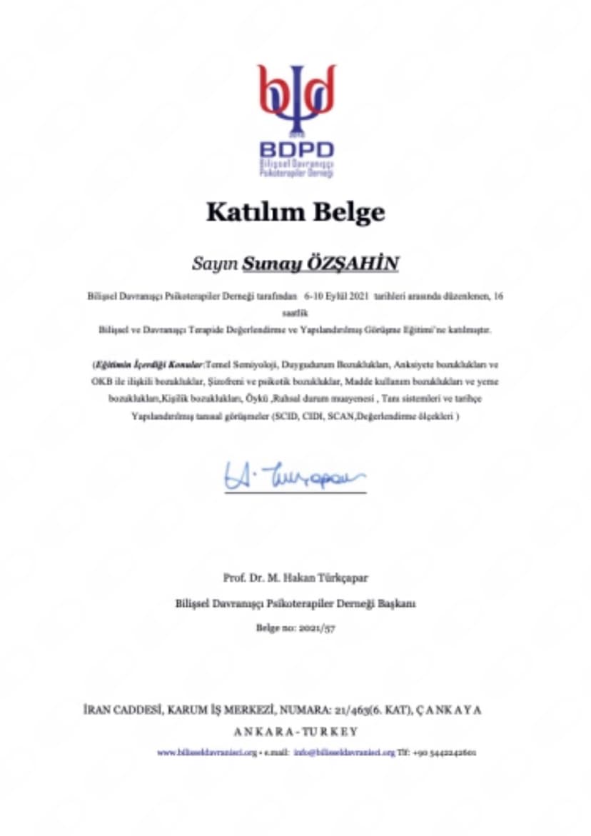 Bilişsel Davranışçı Terapi