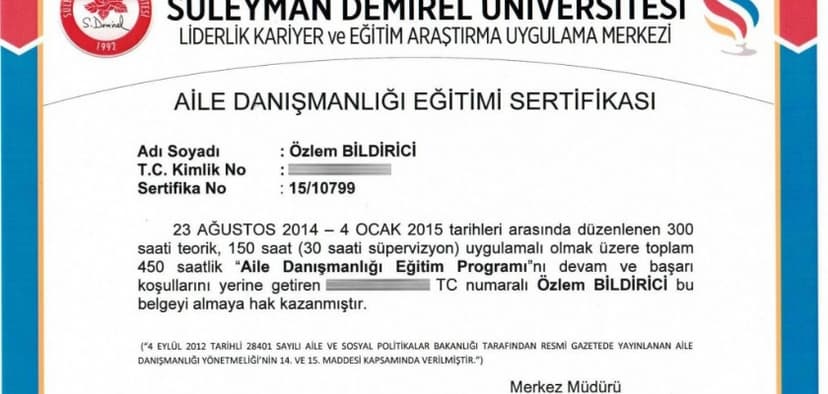 Aile Danışmanlığı Sertifikası