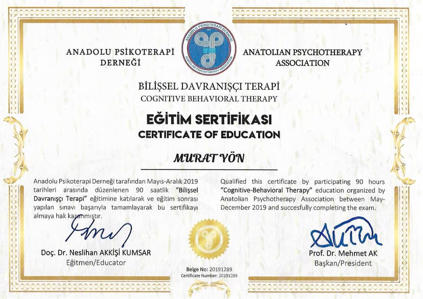 Bilişsel Davranışçı Terapi Sertifikası