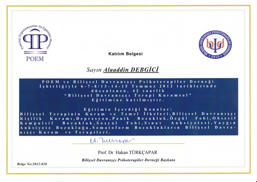 Bilişsel Davranışçı Terapi