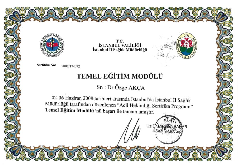 ACİL HEKİMLİĞİ SERTİFİKA KURSU TEMEL EĞİTİM MODÜLÜ