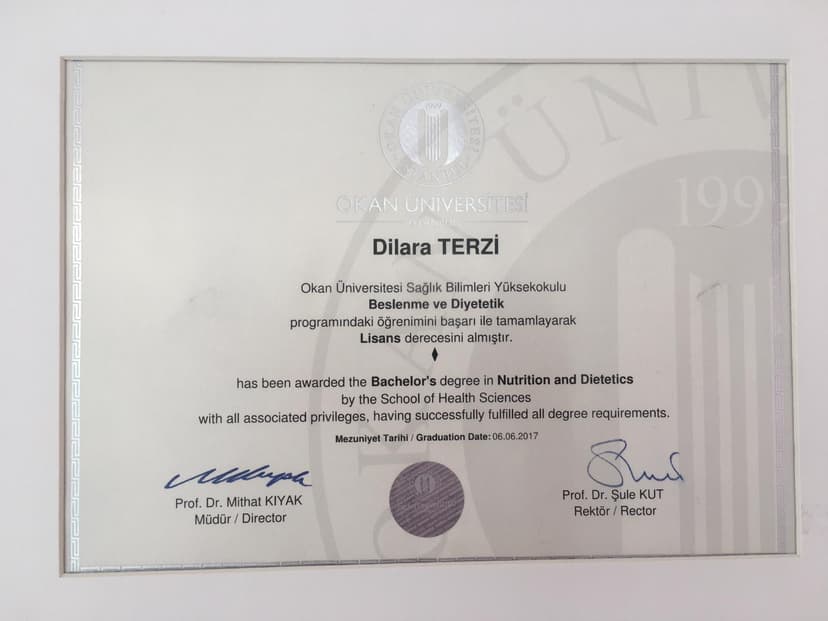 Beslenme ve diyetisyen sertifikası