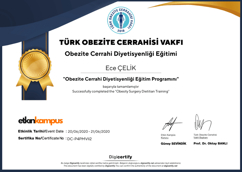 Obezite Cerrahisi Diyetisyenliği