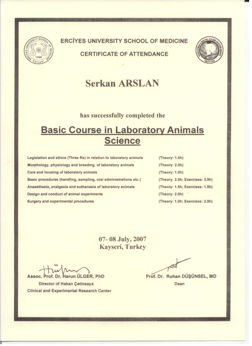 2007 DENEY HAYVANLARI KURSU