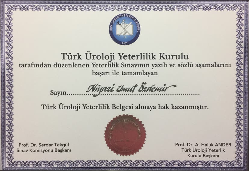 Türk Üroloji Yeterlilik Belgesi