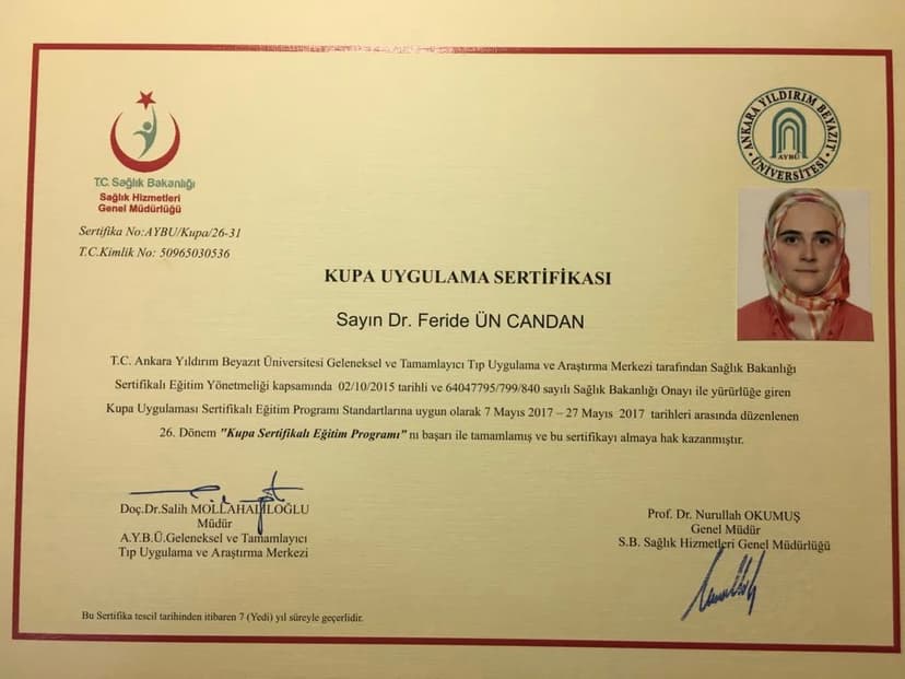 Sağlık Bakanlığı Onaylı Kupa sertifikası