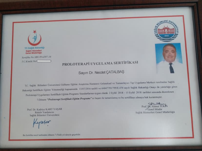 Proloterapi Uygulama Sertifikası