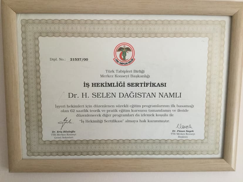 İşyeri Hekimliği Sertifika