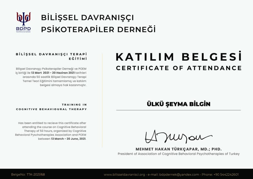 Bilişsel Davranışçı Terapi