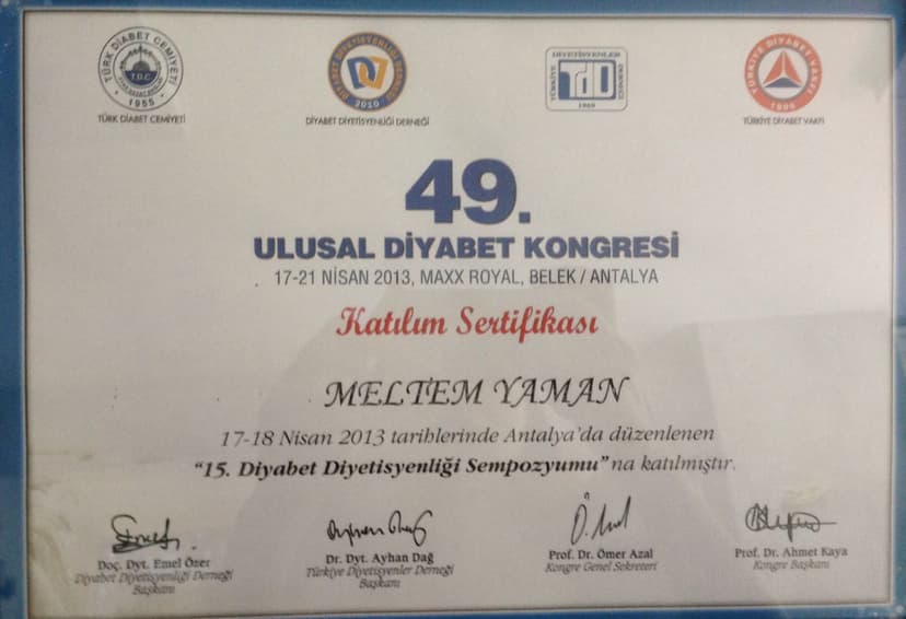 Diyabet Kongresi Sertifikası