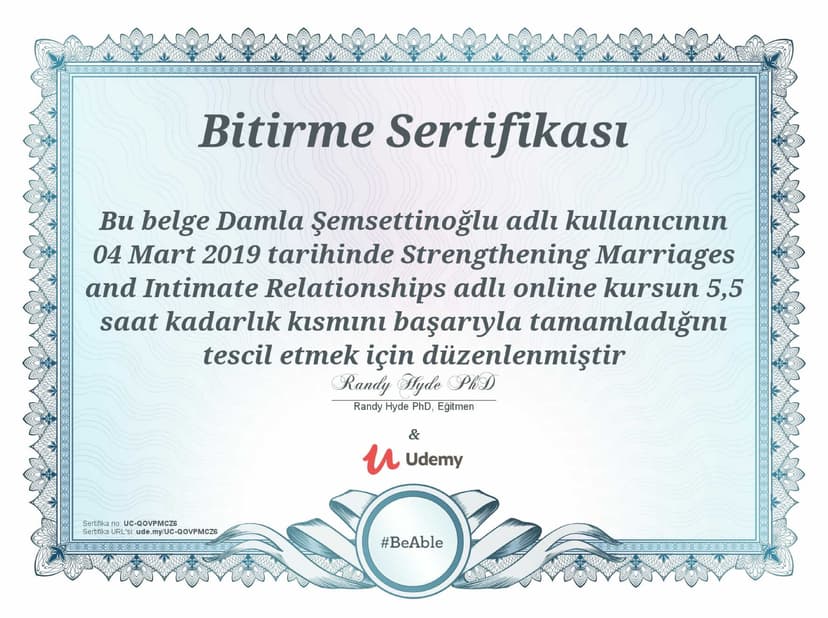 Evliliklerin ve Yakın İlişkilerin Güçlendirilmesi - Online Eğitim