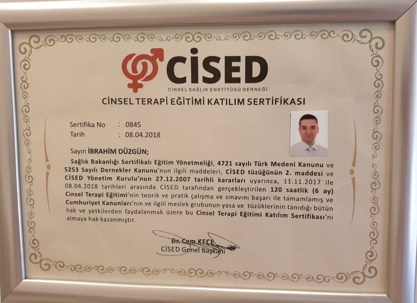 CİNSEL TERAPİ SERTİFİKASI