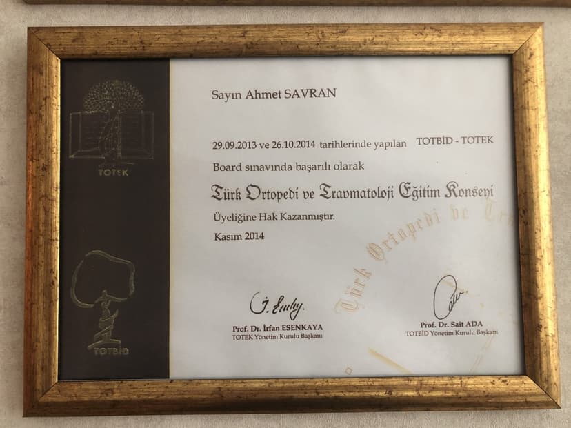 Ulusal Ortopedi ve Travmatoloji Board Sertifikası
