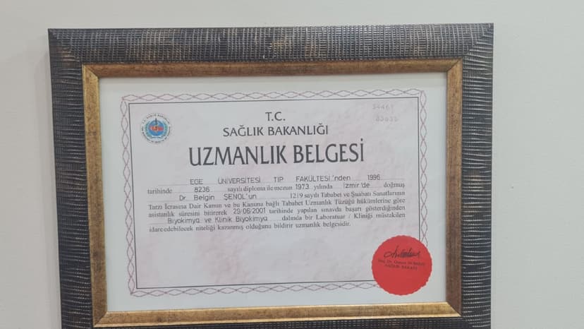 EGE ÜNİVERSİTESİ KLİNİK BİYOKİMYA UZMANLIĞI DİPLOMASI