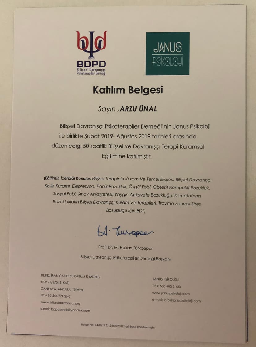 Bilişsel Davranışçı Terapi