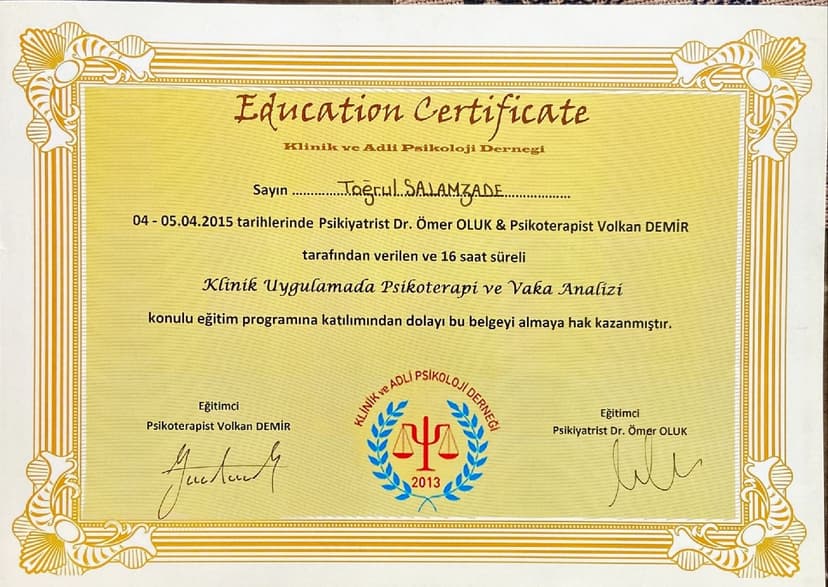 Klinik Uygulamada Psikoterapi ve Vaka Analizi