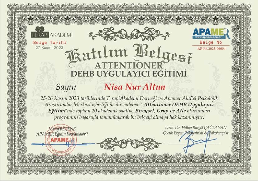 attentioner sertifikası