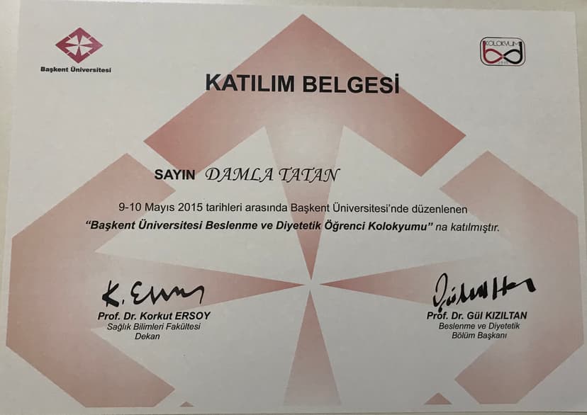 BAŞKENT ÜNİVERSİTESİ BESLENME VE DİYETETİK ÖĞRENCİ KOLOKYUMU