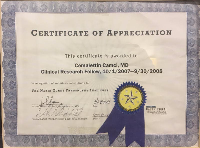 Certificate of Apreciation