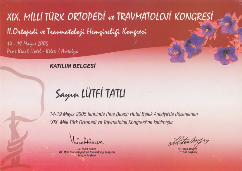 XIX.MİLLİ TÜRK ORTOPEDİ VE TRAVMATOLOJİ KONGRESİ