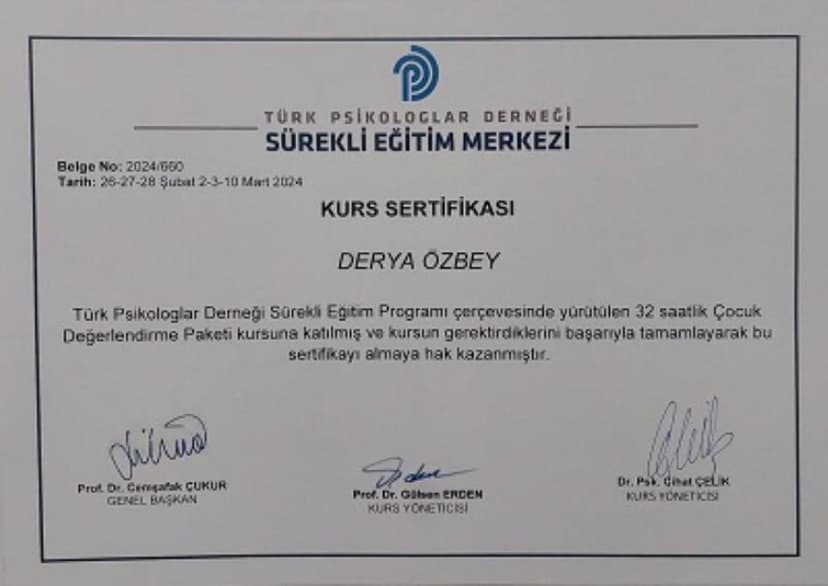 Çocuk Değerlendirme Testleri Eğitimi