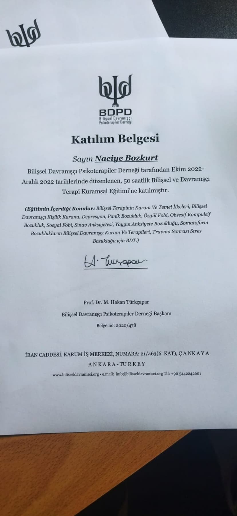 Bilişsel Davranış Terapi