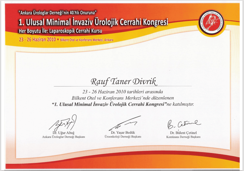 1. Ulusal Minimal İnvaziv Ürolojik Cerrahi Kongresi