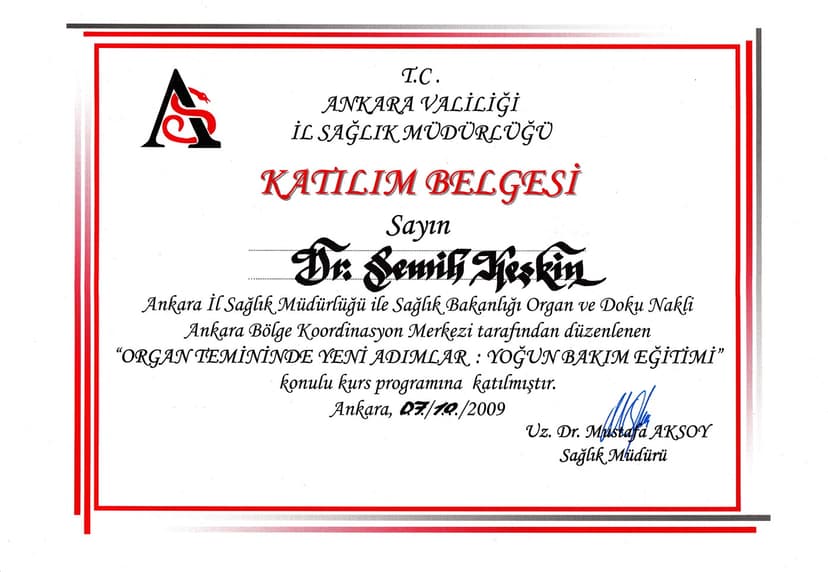 Sağlık Bakanlığı Sertifikası