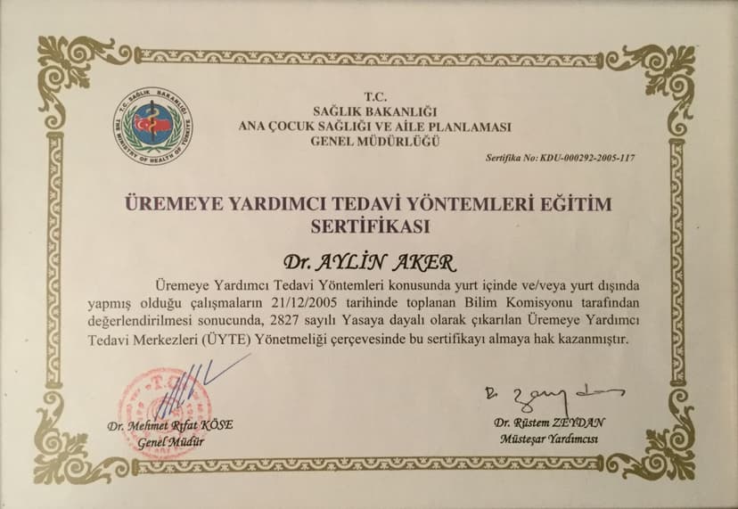Üremeye Yardımcı Tedavi Yöntemleri Sertifikası