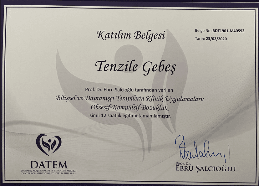 Bilişsel ve Davranışçı Terapilerin Klinik Uygulamaları; Obsesif Kompülsif Bozukluk