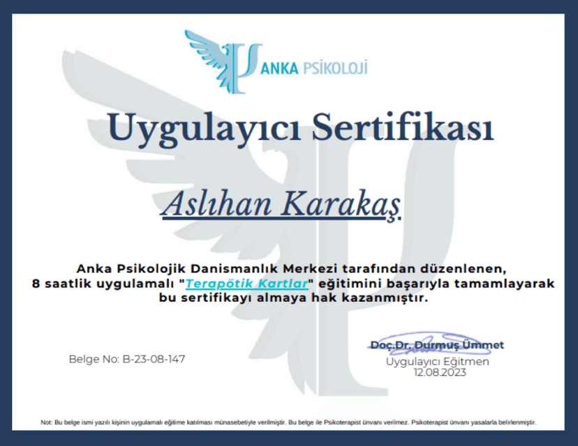 Terapötik Kartlar Eğitimi Sertifikası