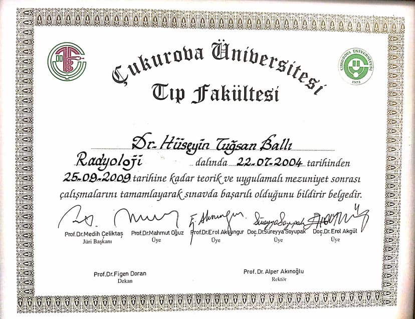 ÇUKUROVA ÜNİVERSİTESİ UZMANLIK DİPLOMASI