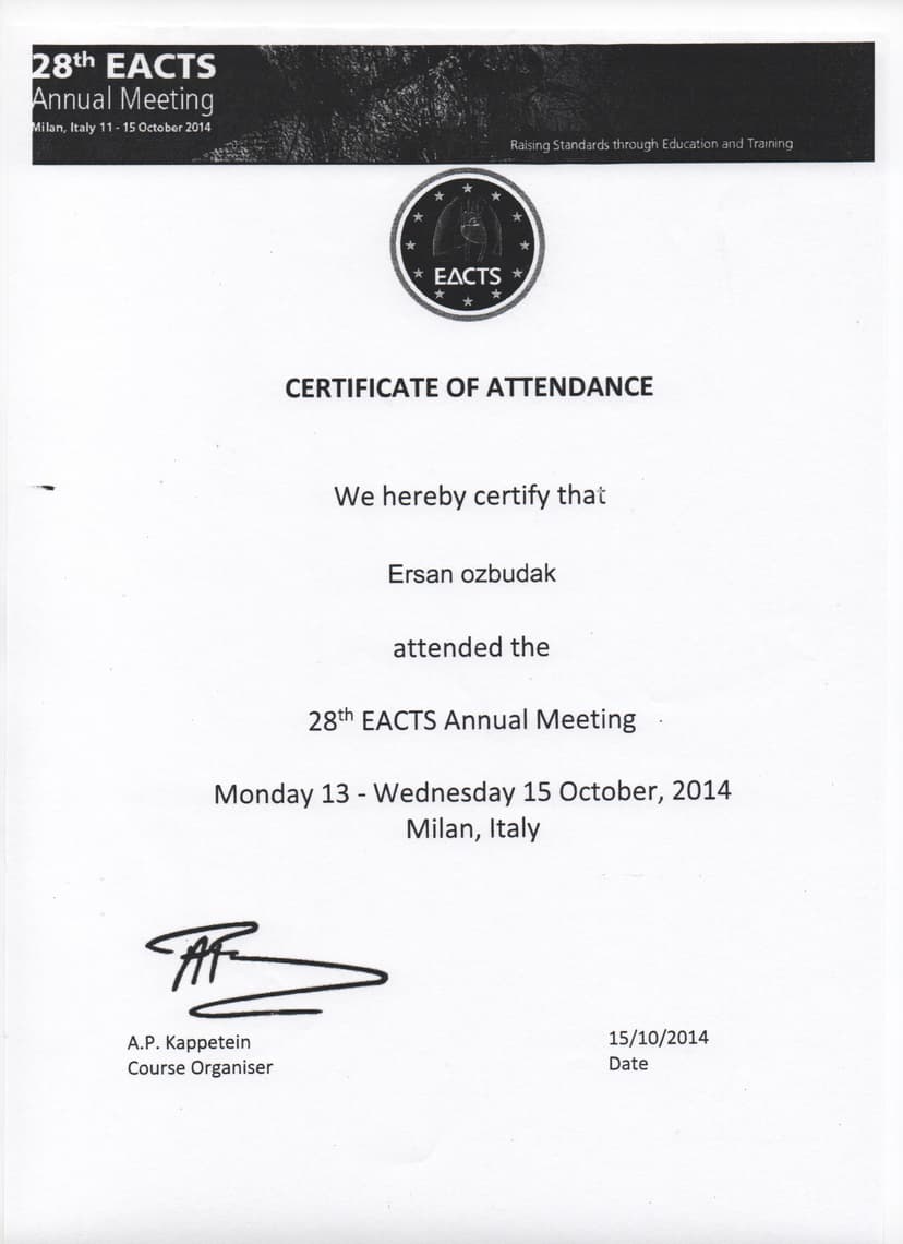 2014 EACTS CONGR SERİFİKA