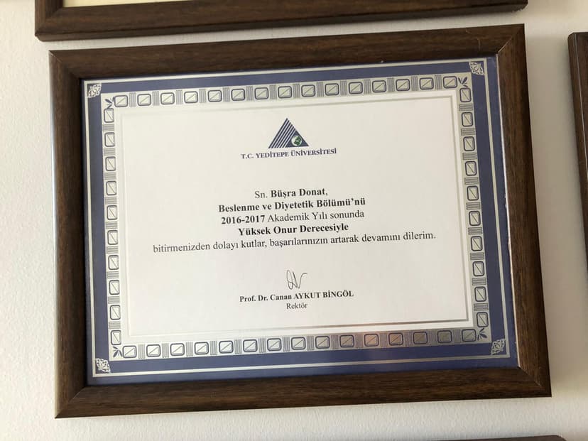 Yeditepe Üniversitesi- Yüksek Onur Derecesi