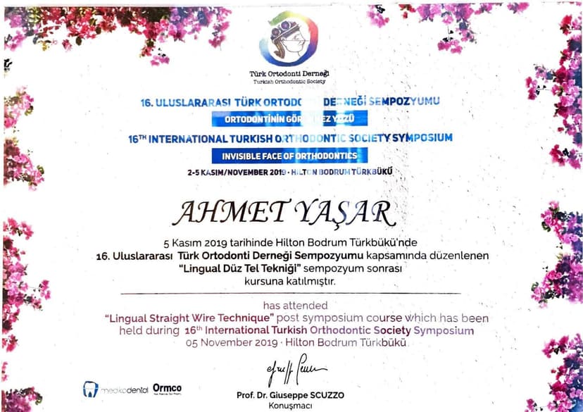 16. uluslararası Türk Ortodonti Derneği Sempozyumu - Lingual Düz Tel Tekniği Kursu - Prof. Dr. Giuseppe Scuzzo