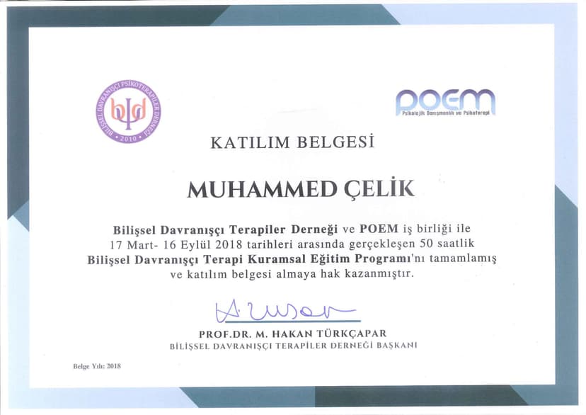 Bilişsel Davranışçı Terapi Eğitimi