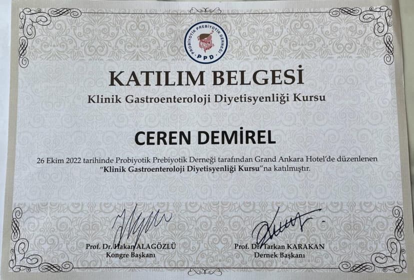Klinik Gastroenteroloji Diyetisyenliği Kursu