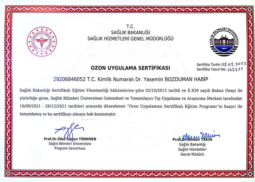 OZON UYGULAMA SERTİFİKASI