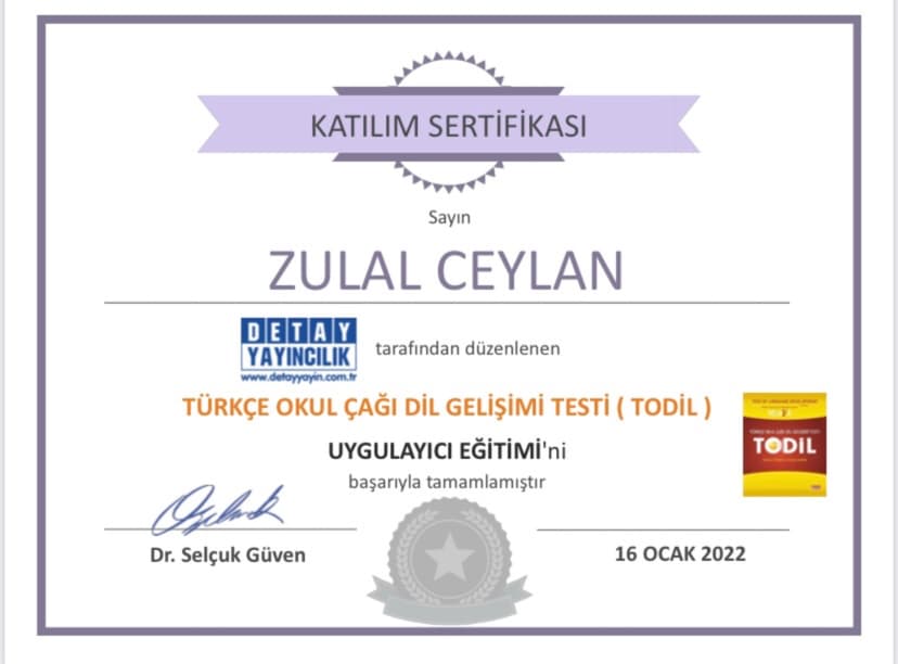 Türkçe Okul Çağı Dil Gelişimi Testi (TODİL; Topbaş & Güven, 2017)