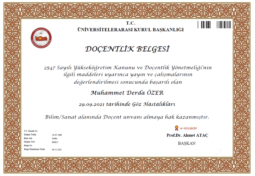 Doçentlik Belgesi