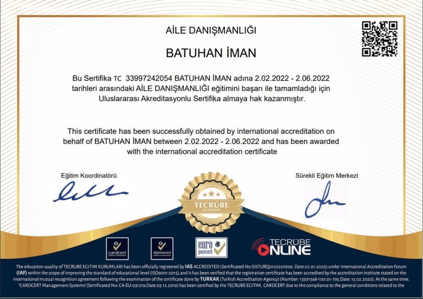 Aile Danışmanlığı Sertifikası