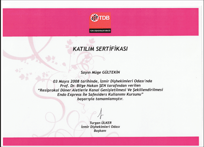 Resiprokal Döner Aletlerle Kanal Genişletilmesi ve Şekillendirilmesi Endo Express ile Safesiders Kullanımı Kursu,