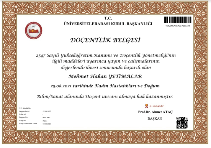 Doçentlik Belgesi