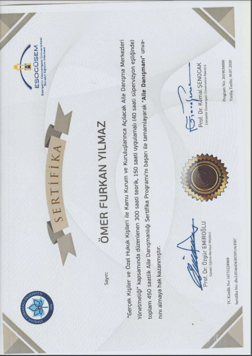 Aile Danışmanlığı Sertifikası