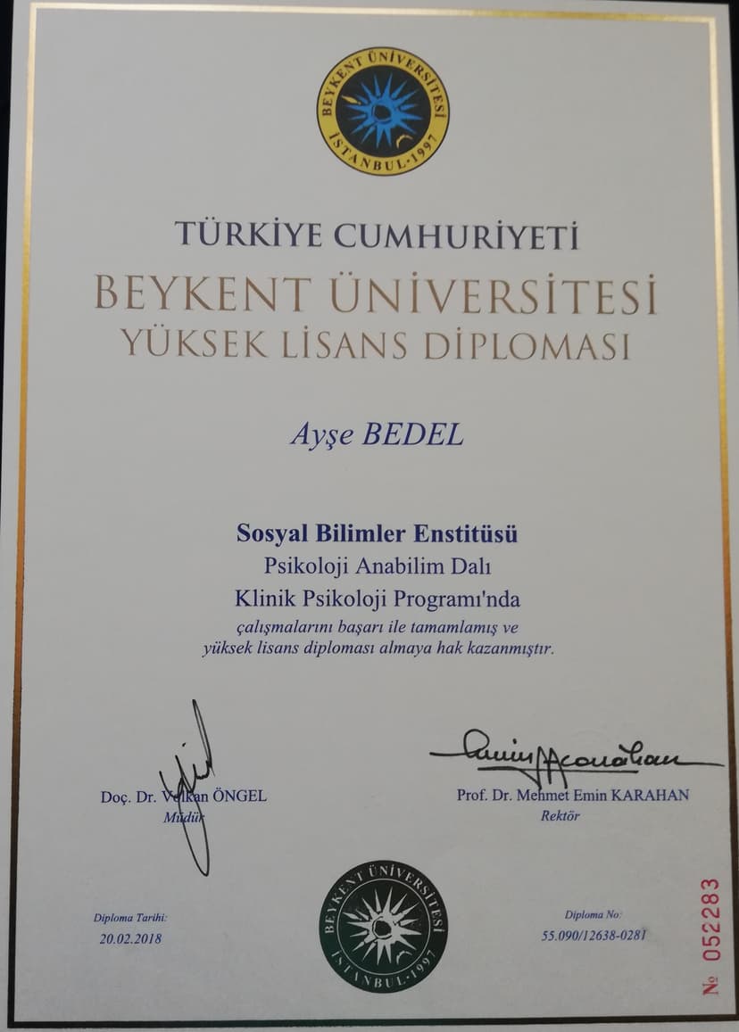 Beykent Üniversitesi Klinik Psikoloji Yüksek Lisans Diploması