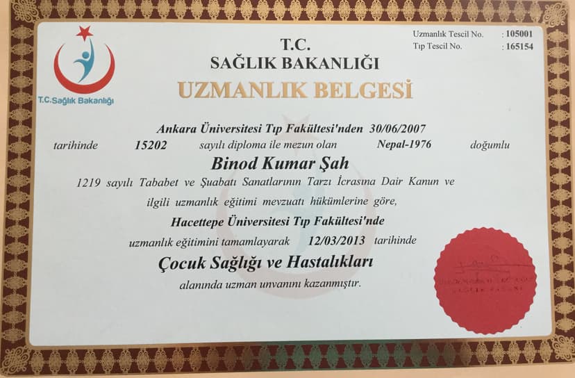 Uzmanlık Belgesi