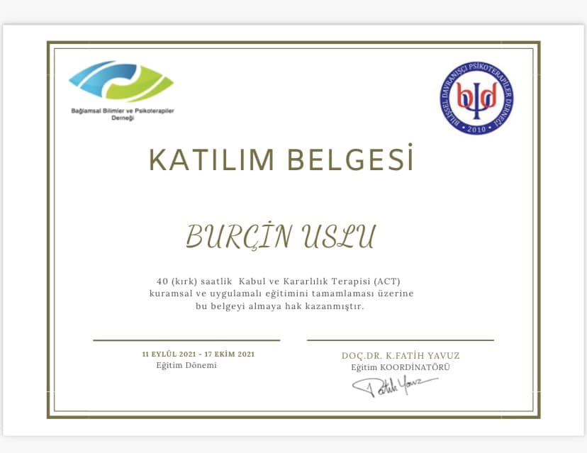 Act/Kabul ve Kararlılık Terapisi