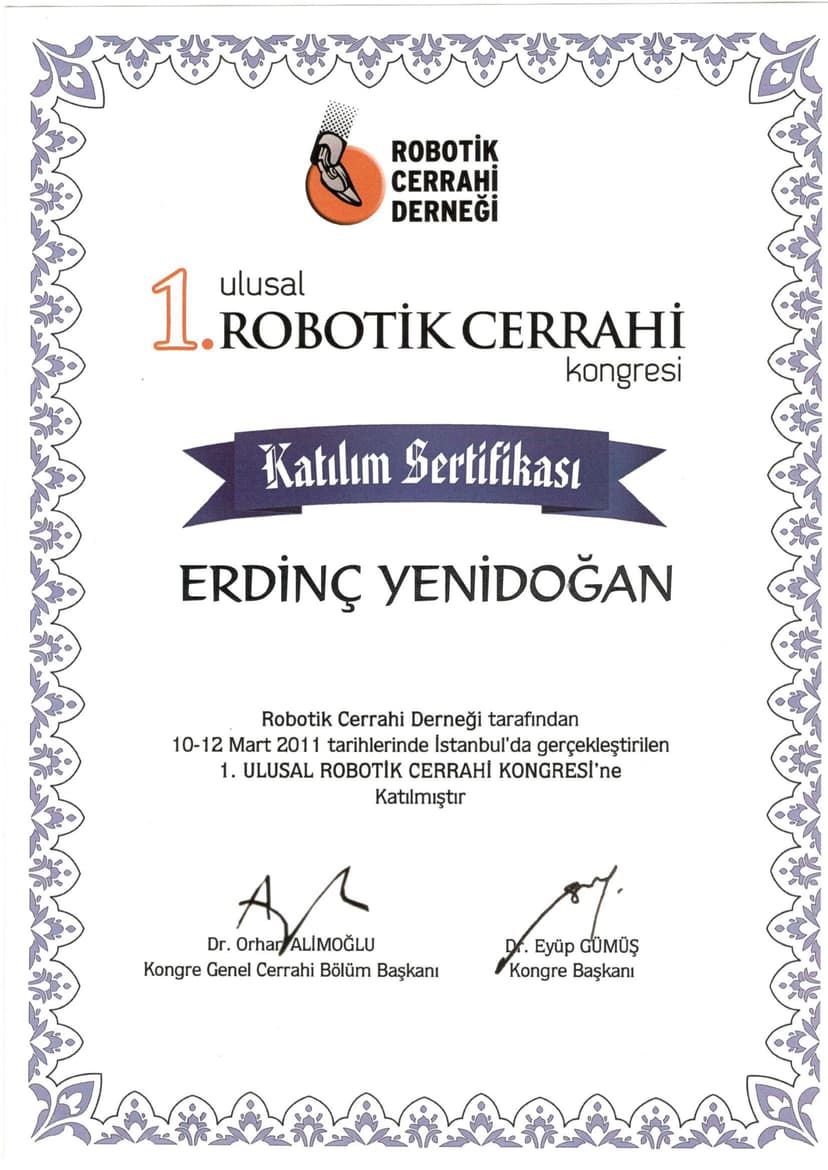 1. Ulusal Robotik Cerrahi Kongresi